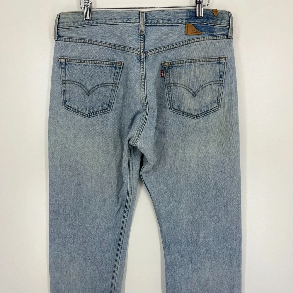 Levi's Jeans Men's Size 36 Blue‎ 501 Vtg Paper Tag 90's Button Fly Distressed